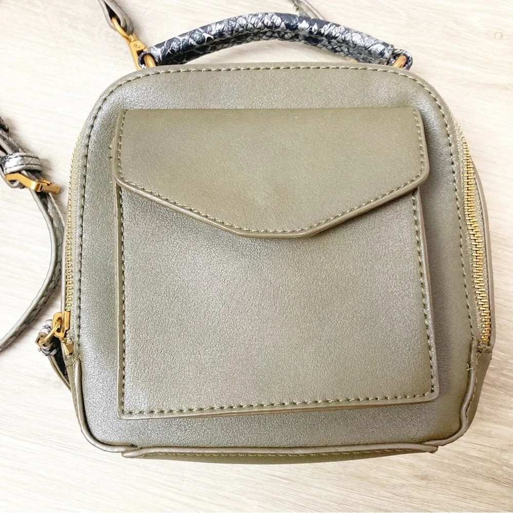 Mika Mini Backpack green faux leather crossbody